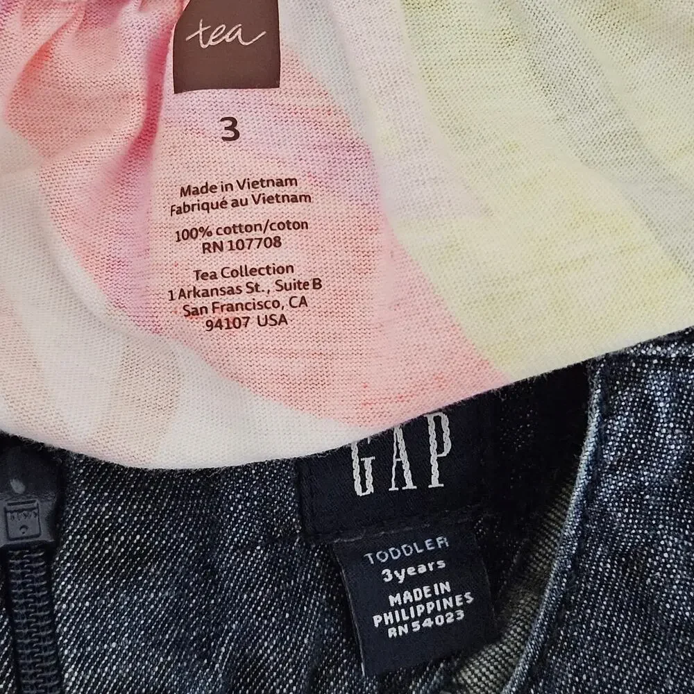 Girl's Denim and Floral Print Spring Summer Dress Bundle Set Size 3 | MINOR FLAW